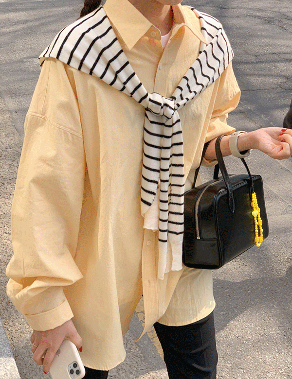 [남녀공용] 미드 베이직 오버핏 셔츠 9color (당일발송/화이트)